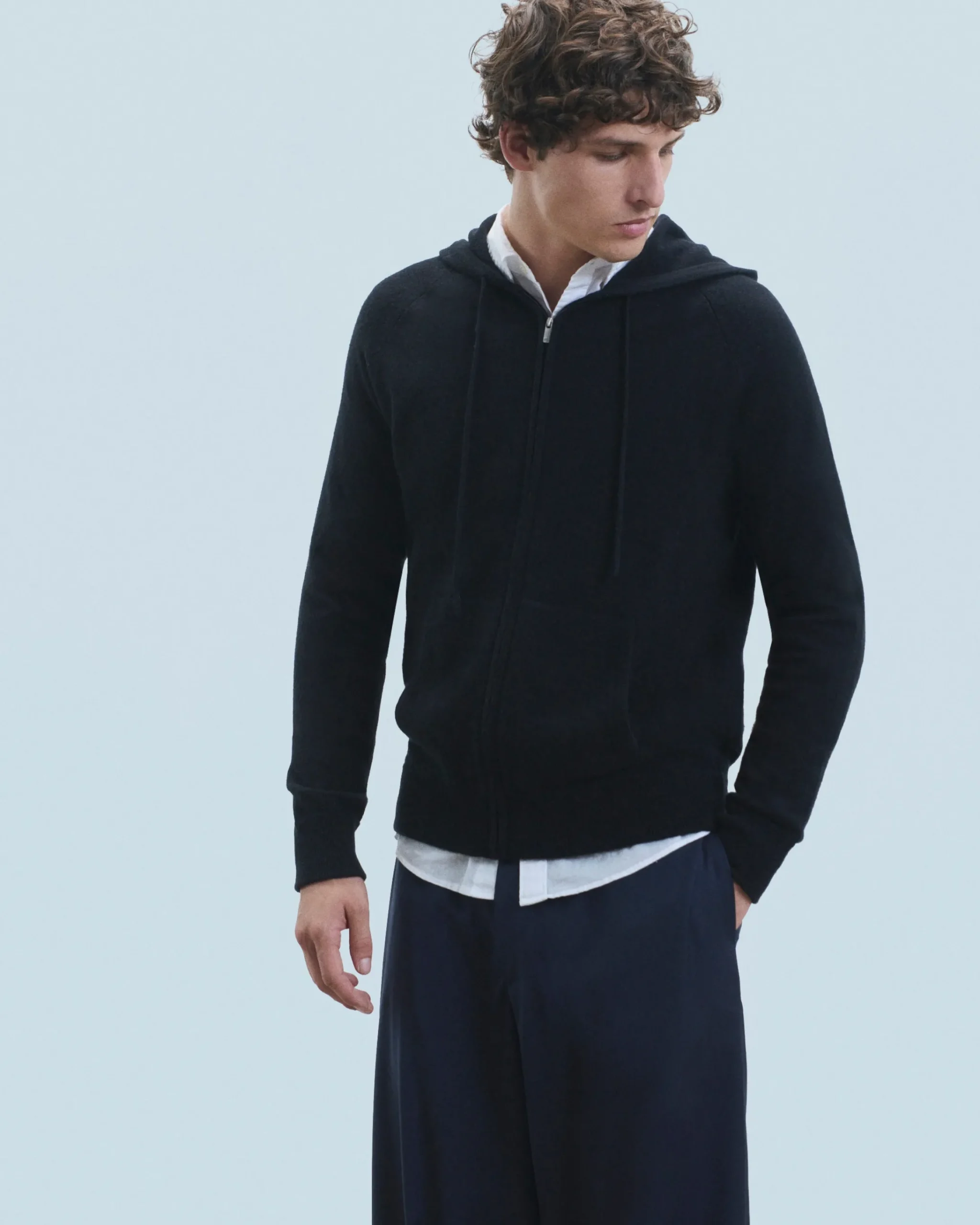 FROM FUTURE Maglione con Cappuccio e Zip Basic Nero Shop