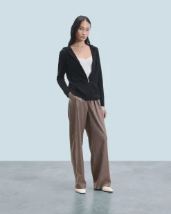 FROM FUTURE Maglione con Cappuccio e Zip Nero Discount