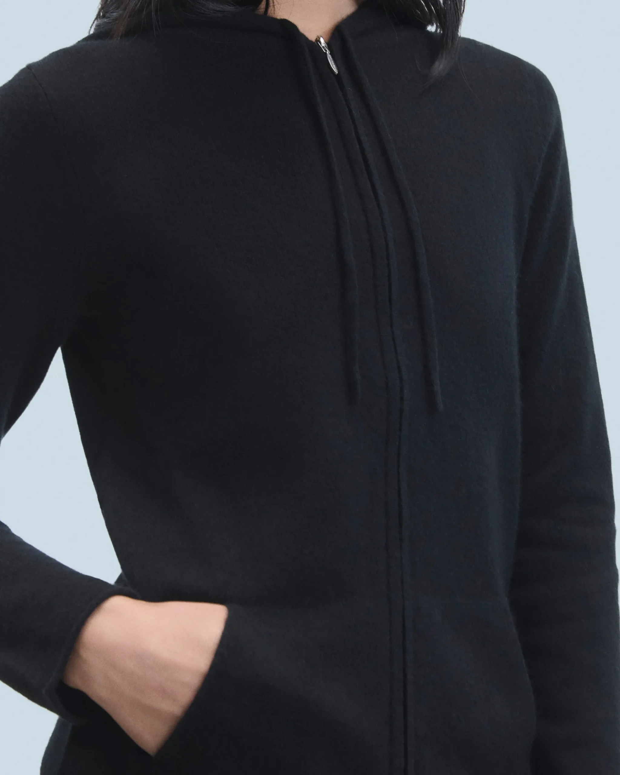 FROM FUTURE Maglione con Cappuccio e Zip Nero Discount