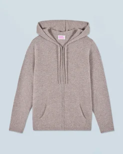 FROM FUTURE Maglione con Cappuccio e Zip Taupe Clearance