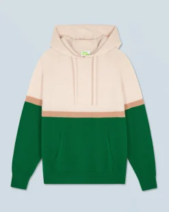 FROM FUTURE Maglione Felpa con cappuccio Color Block ForestGreen New