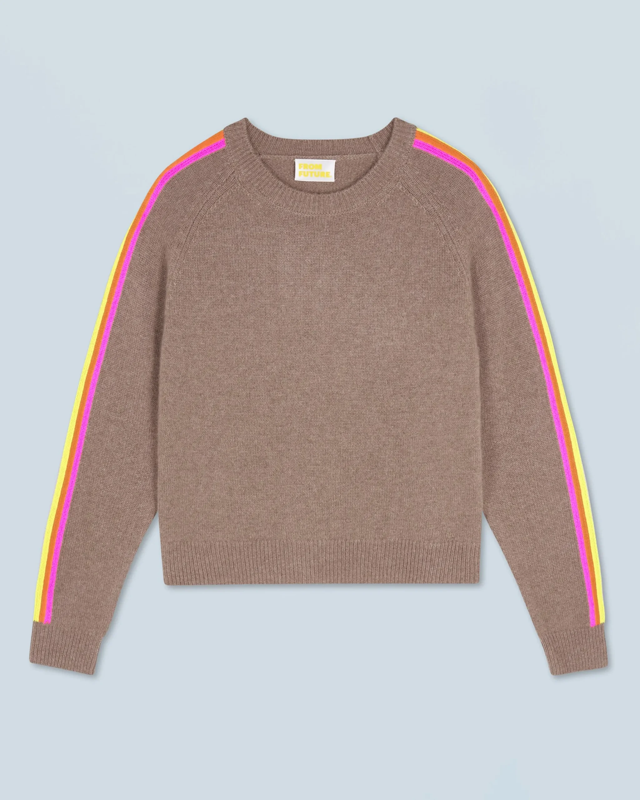 FROM FUTURE Maglione Girocollo Fasce per maniche Multico Taupe Discount