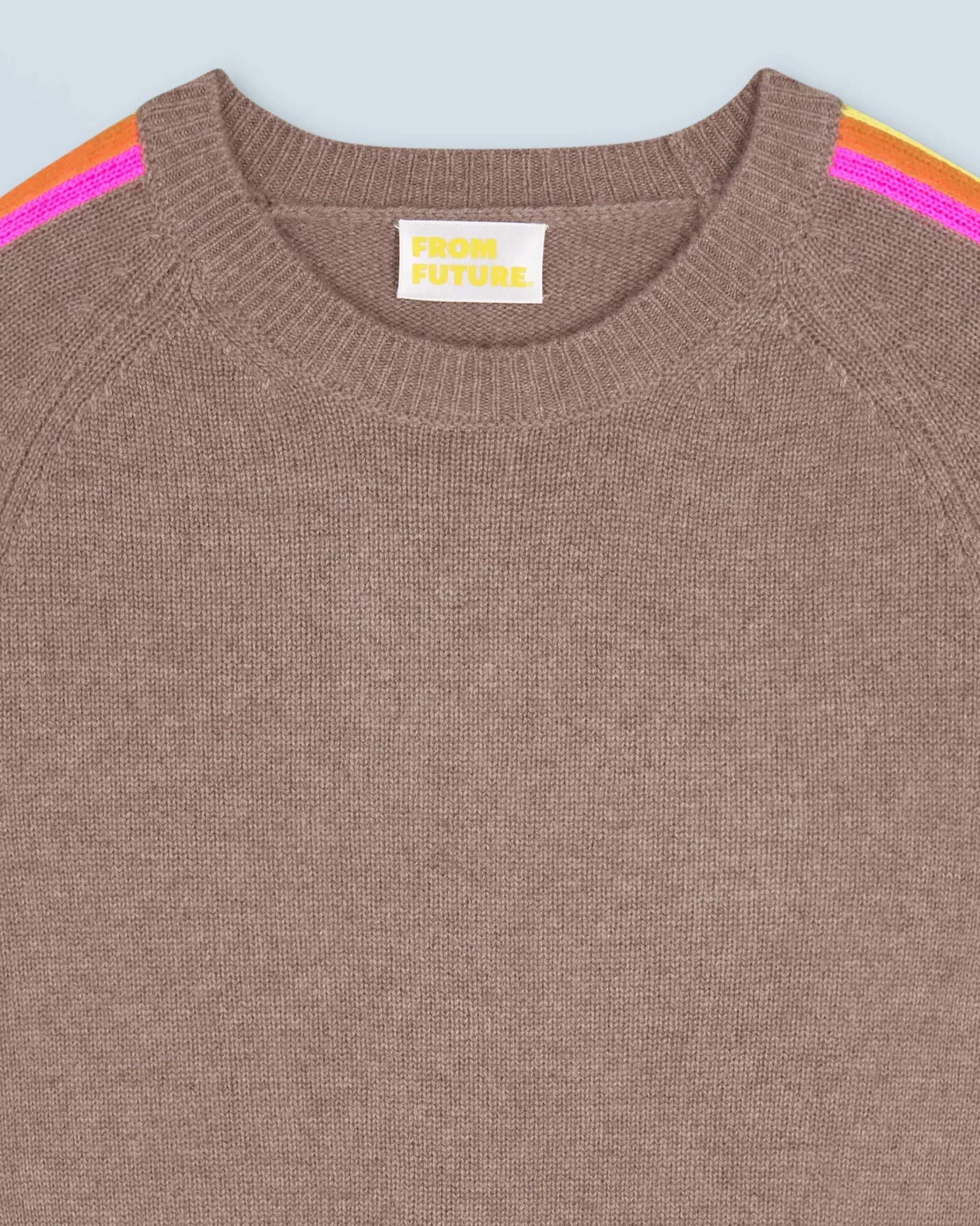FROM FUTURE Maglione Girocollo Fasce per maniche Multico Taupe Discount