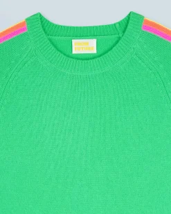 FROM FUTURE Maglione Girocollo Fasce manica Multico UtopicGreen Clearance