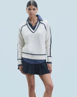 FROM FUTURE Maglione Scollo a V Ecrù Flash Sale