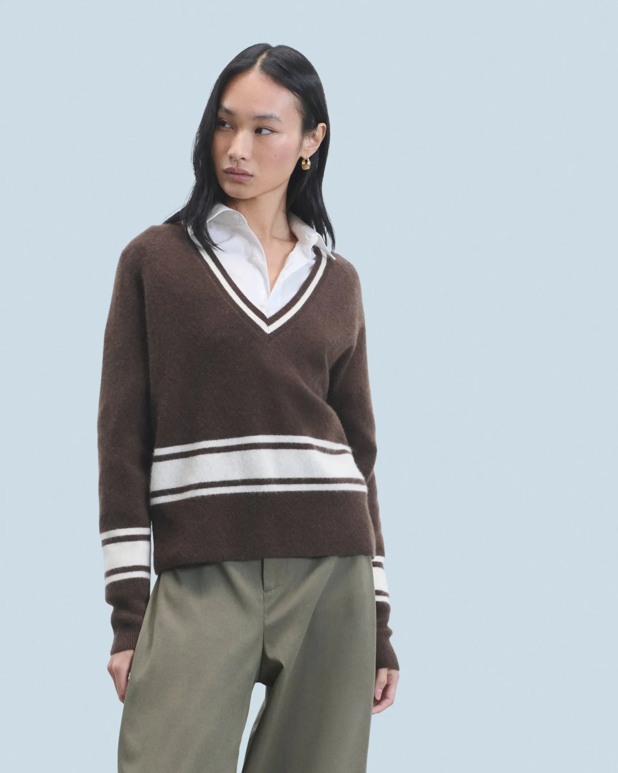 FROM FUTURE Maglione Scollo a V Cioccolato Flash Sale