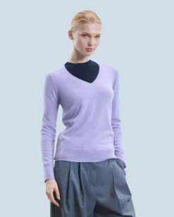 FROM FUTURE Maglione Scollo a V Basic Lilac Online