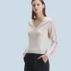 FROM FUTURE Maglione Scollo a V Maniche multicolori Sabbiadeldeserto Hot