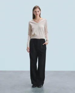 FROM FUTURE Maglione Scollo a V Maniche multicolori Nero Clearance