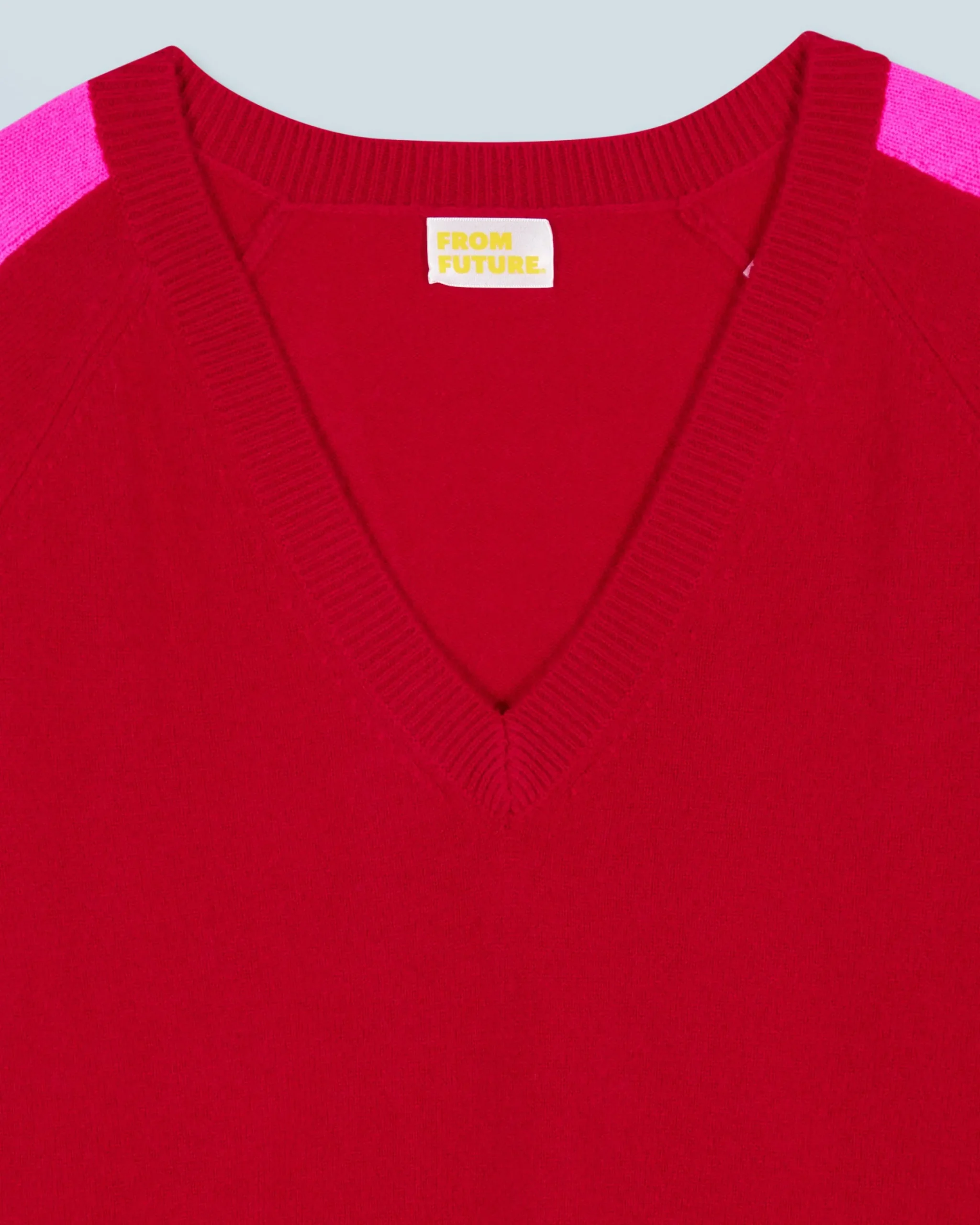 FROM FUTURE Maglione Scollo a V Oversize Bande bicolori Leggero DarkRed Best Sale