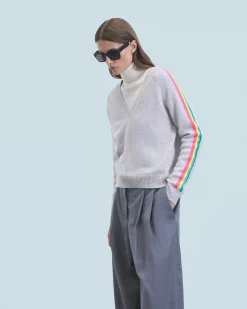FROM FUTURE Maglione Scollo a V Strisce per maniche multico Grigioericachiaro Shop