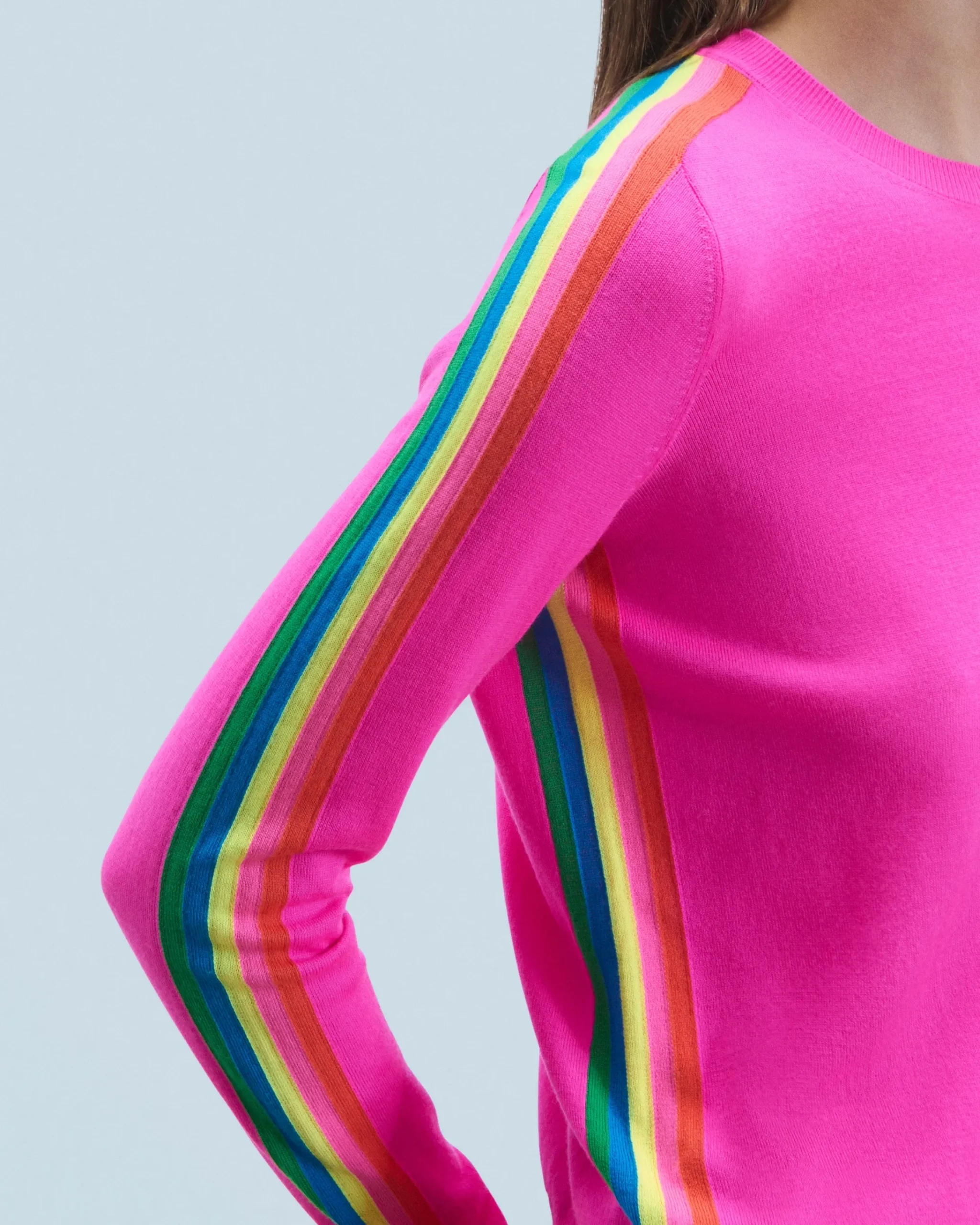 FROM FUTURE Maglione Scollo tondo Bande Maniche multicolori UtopicPink Hot