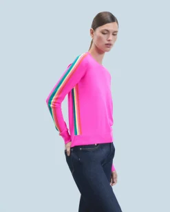 FROM FUTURE Maglione Scollo tondo Bande Maniche multicolori UtopicPink Hot