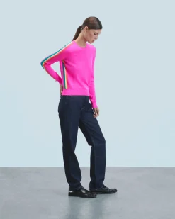 FROM FUTURE Maglione Scollo tondo Bande Maniche multicolori UtopicPink Hot