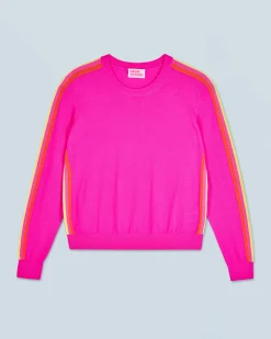 FROM FUTURE Maglione Scollo tondo Bande Maniche multicolori UtopicPink Hot