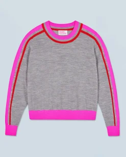 FROM FUTURE Maglione Scollo tondo Bande Bicolore Grigioericascuro Hot