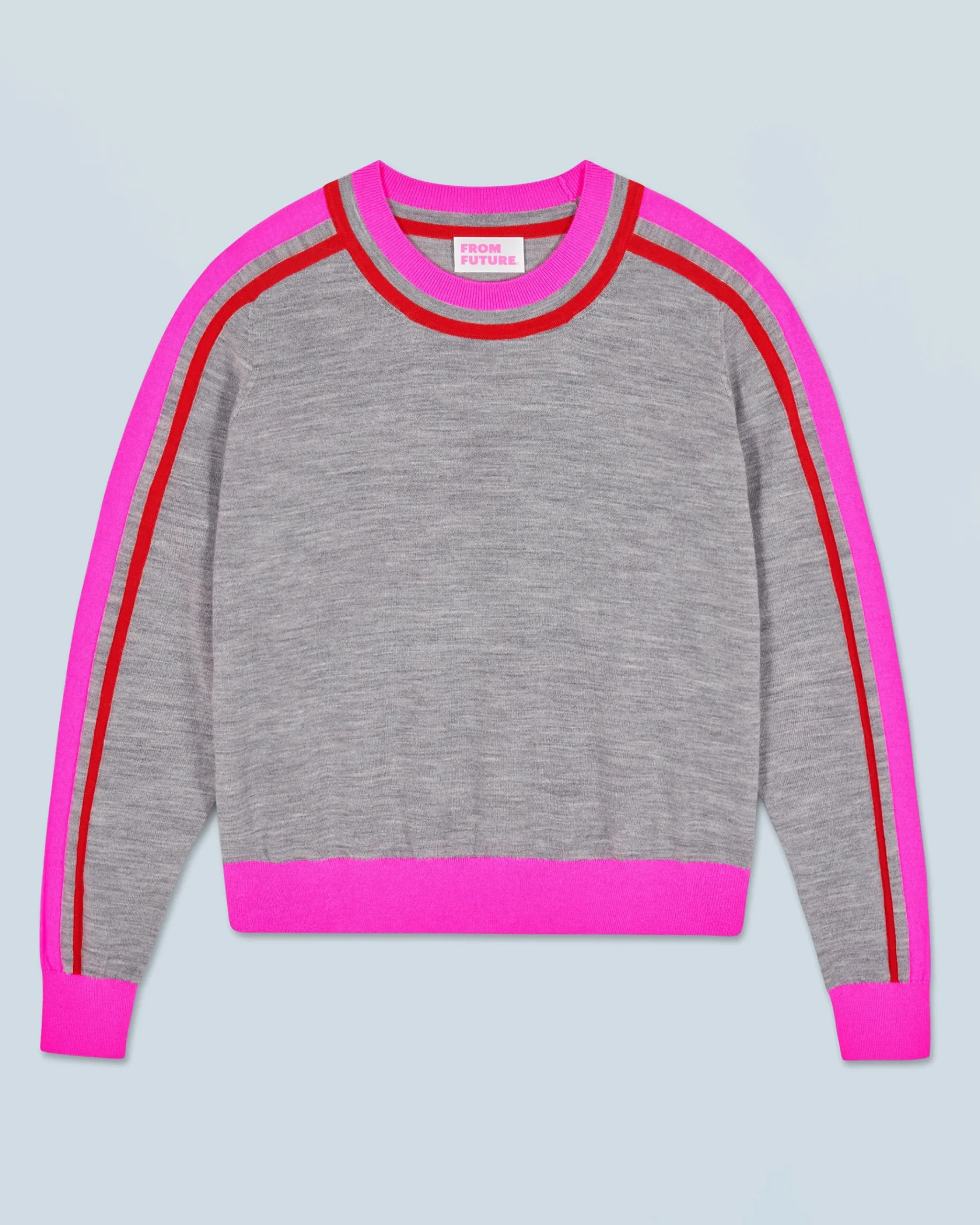 FROM FUTURE Maglione Scollo tondo Bande Bicolore Grigioericascuro Hot