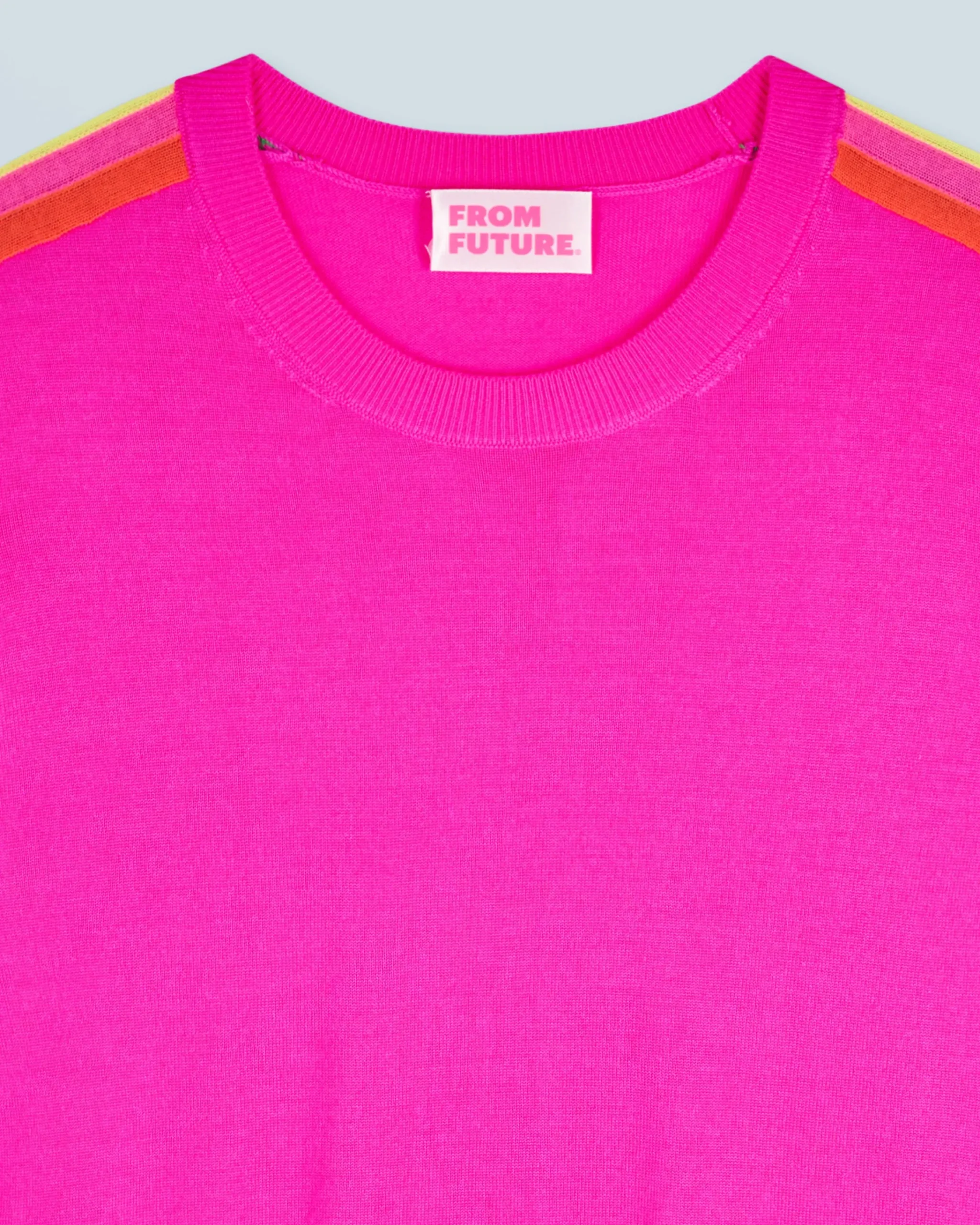FROM FUTURE Maglione Scollo tondo Bande Maniche multicolori UtopicPink Hot