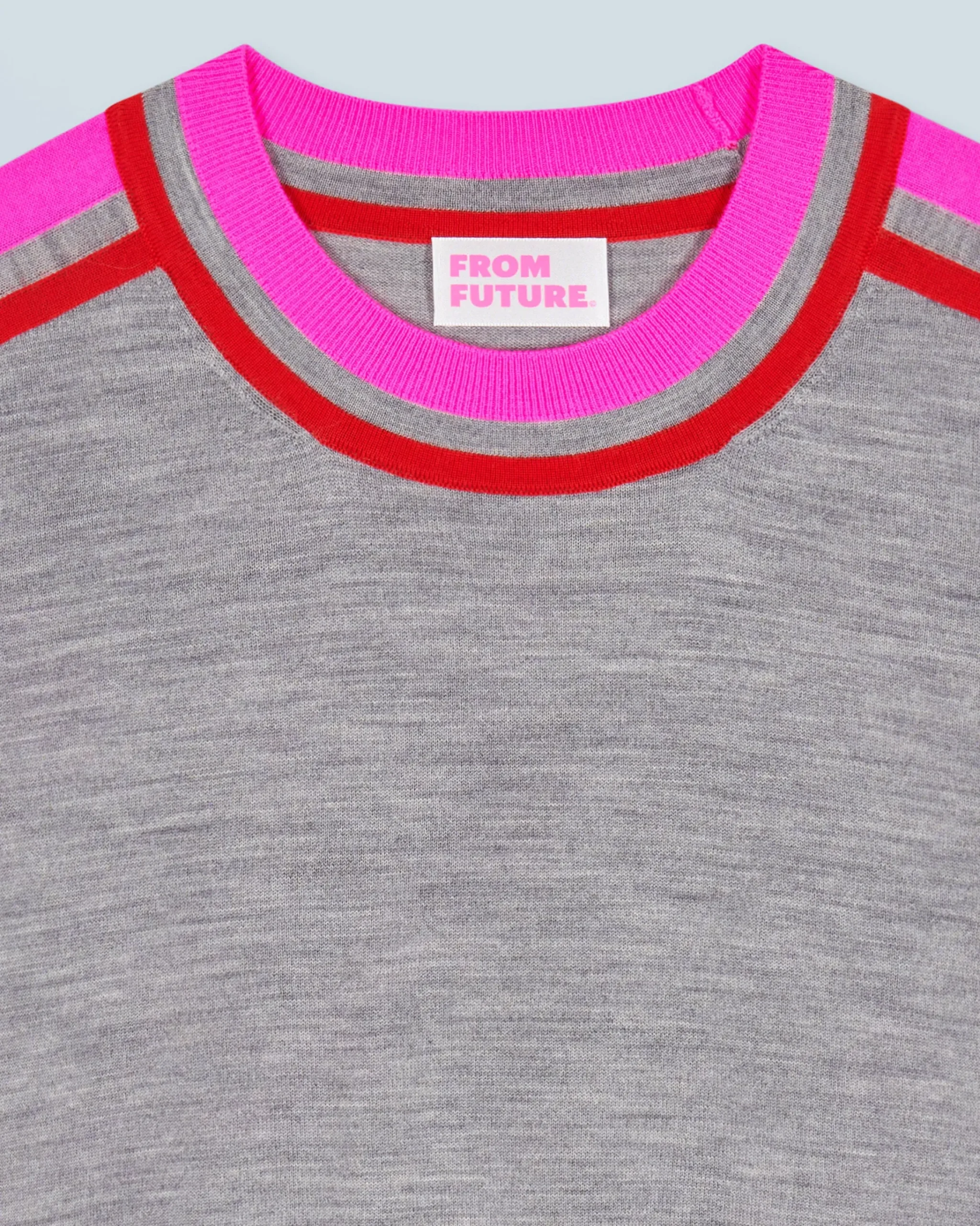 FROM FUTURE Maglione Scollo tondo Bande Bicolore Grigioericascuro Hot