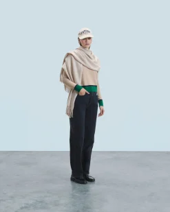FROM FUTURE Maglione Scollo tondo Bicolore a Contrasto Leggero Beige Discount