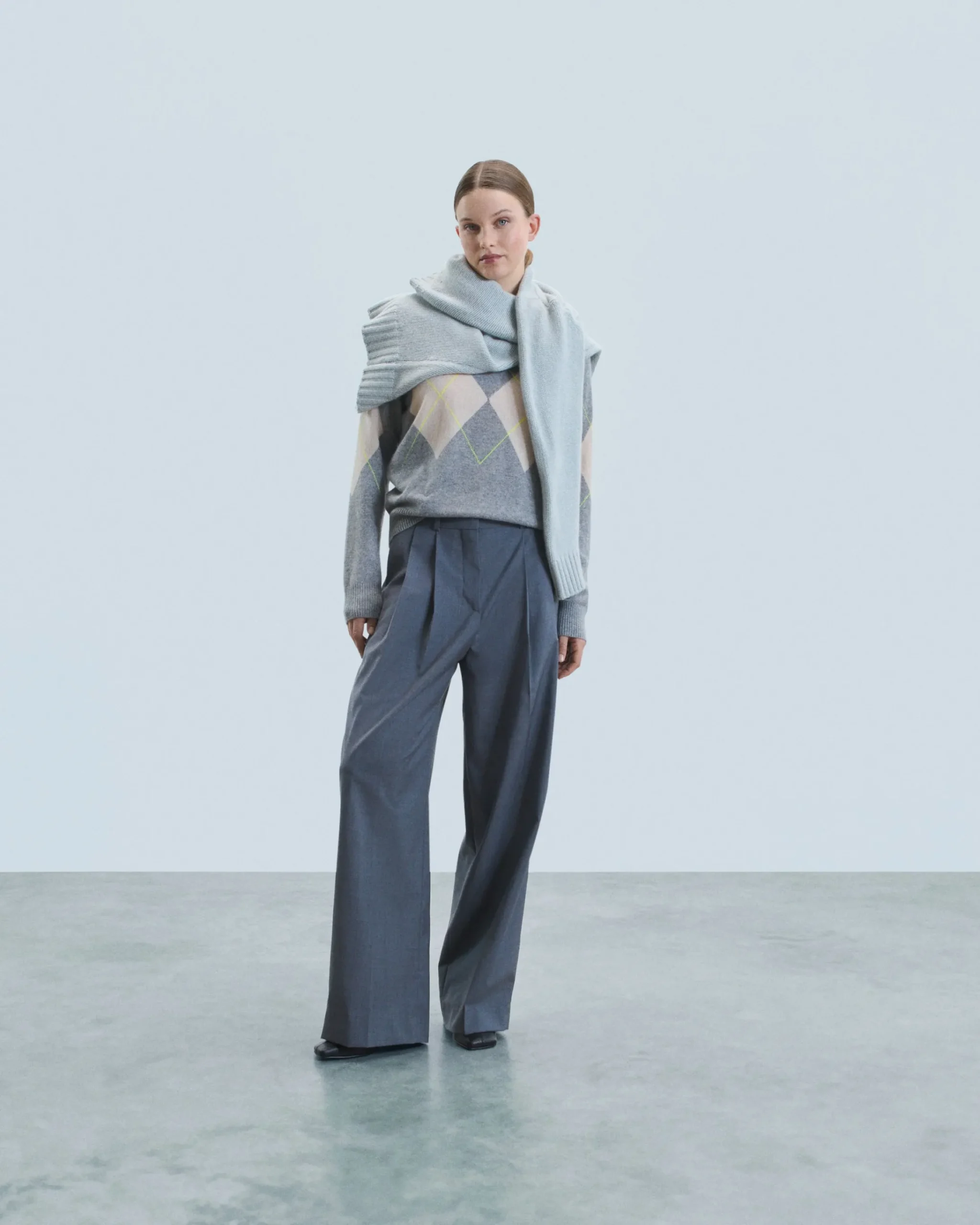 FROM FUTURE Maglione Scollo tondo con Motivo losanghe Grigioericascuro Cheap