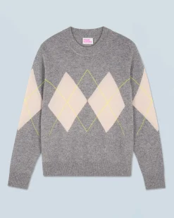 FROM FUTURE Maglione Scollo tondo con Motivo losanghe Grigioericascuro Cheap