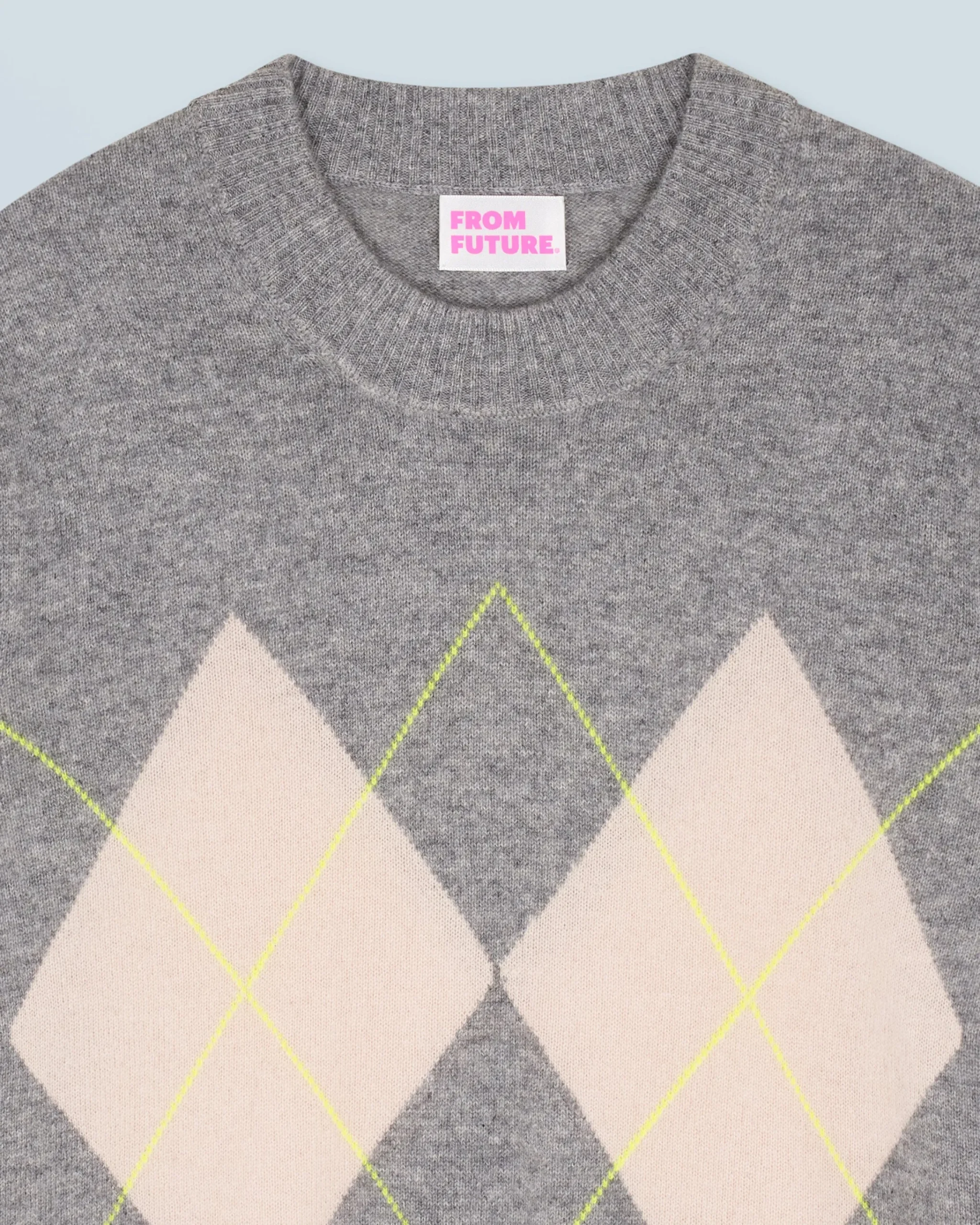 FROM FUTURE Maglione Scollo tondo con Motivo losanghe Grigioericascuro Cheap