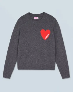 FROM FUTURE Maglione Scollo tondo Cuore Leggero Grigioantracite Hot