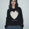FROM FUTURE Maglione Scollo tondo Cuore Nero Outlet