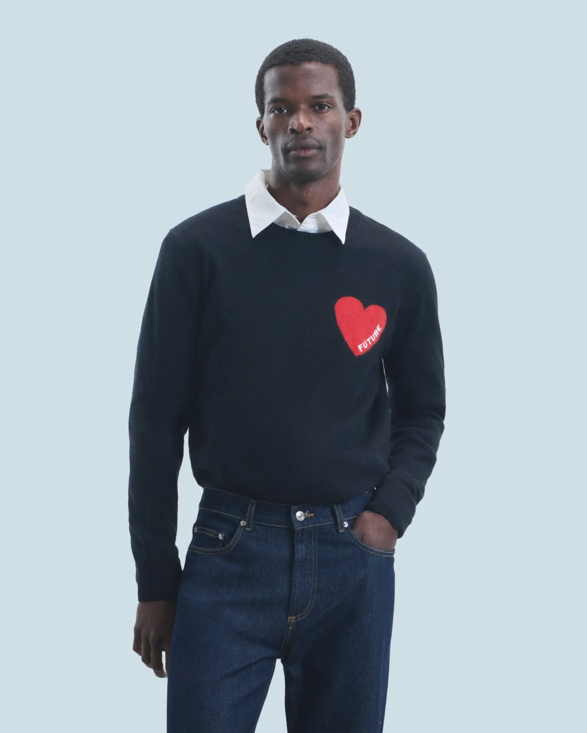 FROM FUTURE Maglione Scollo tondo Cuore Nero Sale