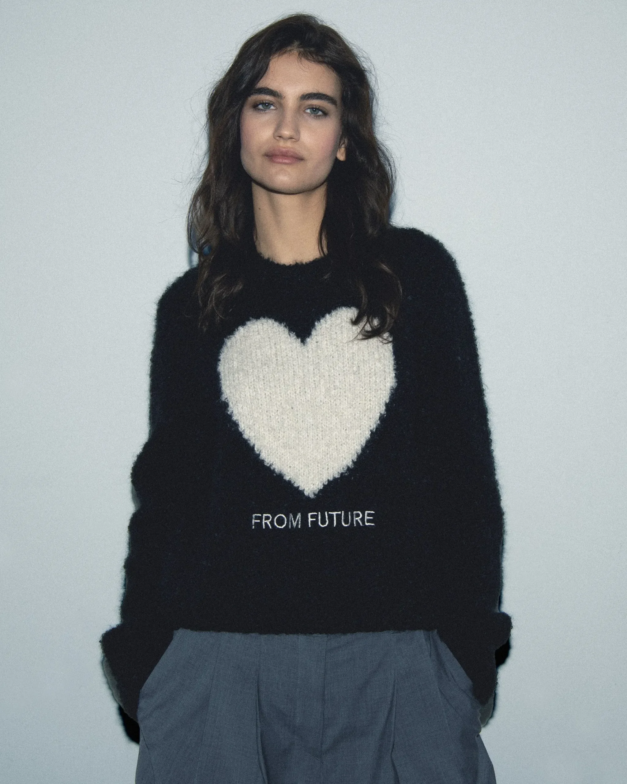FROM FUTURE Maglione Scollo tondo Cuore Nero Outlet