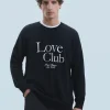 FROM FUTURE Maglione Scollo tondo Love Club Nero Cheap