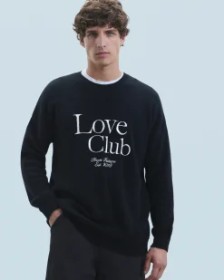 FROM FUTURE Maglione Scollo tondo Love Club Nero Cheap