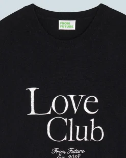 FROM FUTURE Maglione Scollo tondo Love Club Nero Cheap