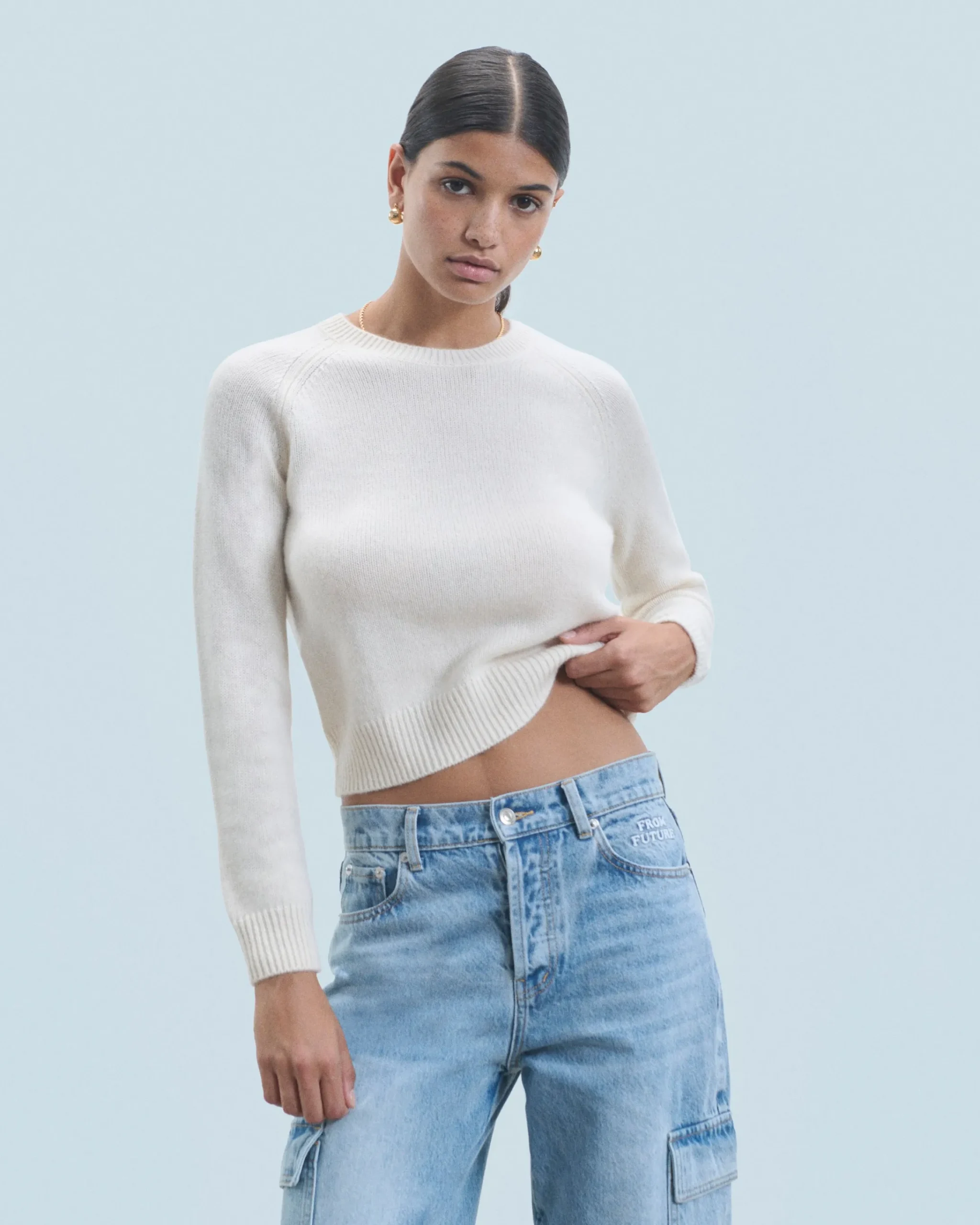 FROM FUTURE Maglione Scollo tondo Raglan Ecrù Cheap