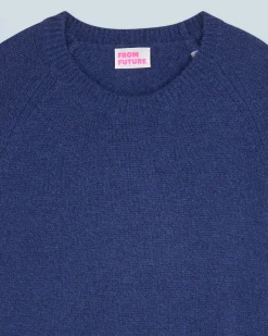 FROM FUTURE Maglione Scollo tondo Raglan DarkBlue Flash Sale