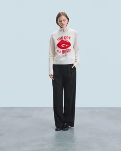 FROM FUTURE Maglione Scollo tondo Red Lips Ecrù Store