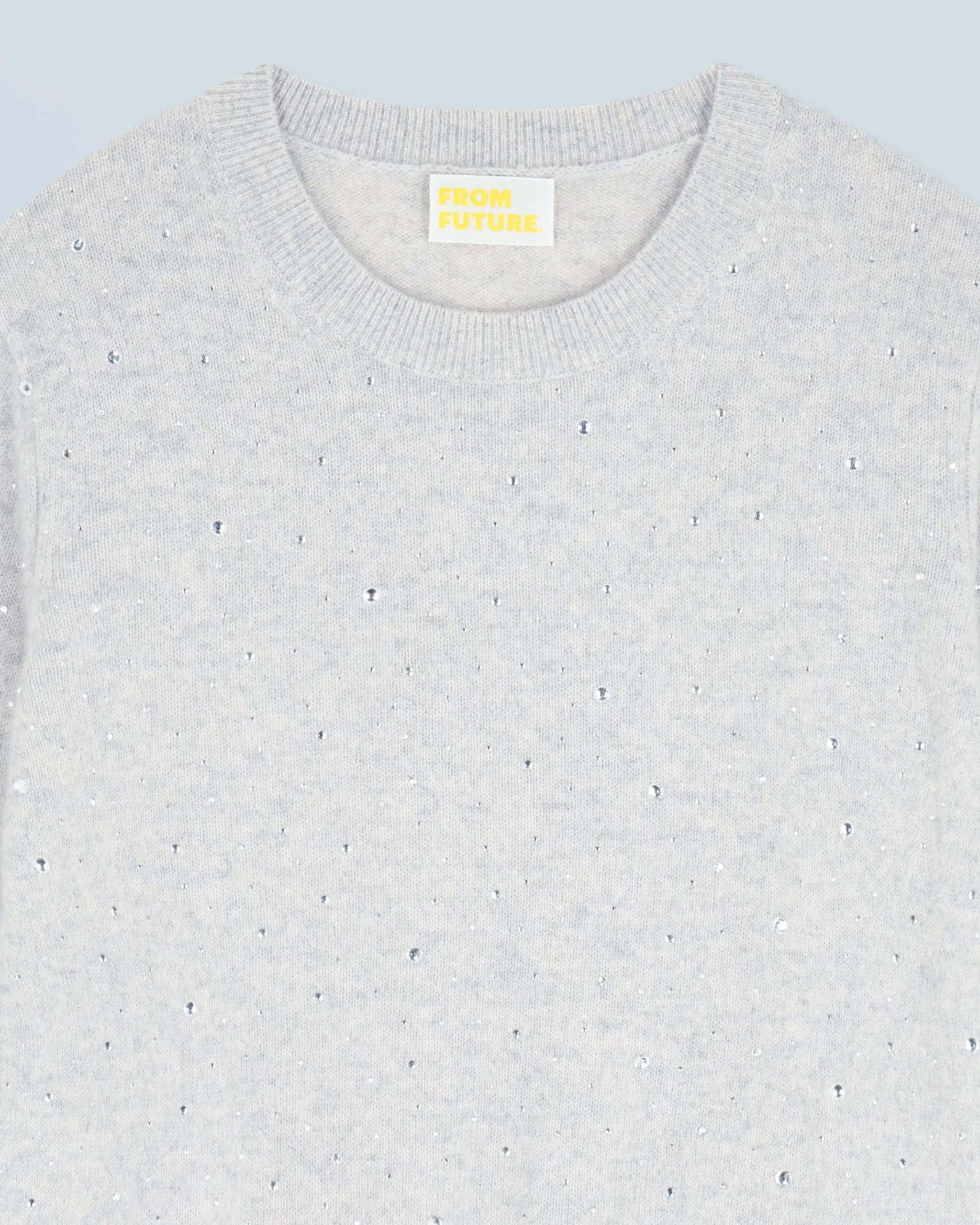 FROM FUTURE Maglione Scollo tondo Strass all over Leggero Grigioericachiaro Sale