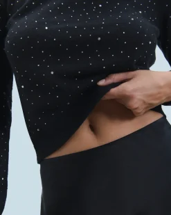 FROM FUTURE Maglione Scollo tondo Strass all over Leggero Grigioericachiaro Sale
