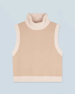 FROM FUTURE Maglione Senza maniche Beige New