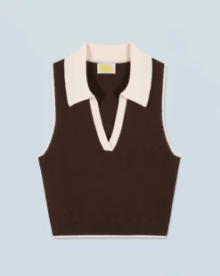FROM FUTURE Maglione Senza maniche Bicolore Cioccolato Online