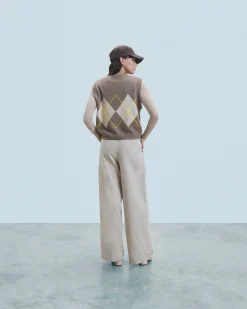 FROM FUTURE Maglione Senza maniche con Motivo losanghe Taupe Shop