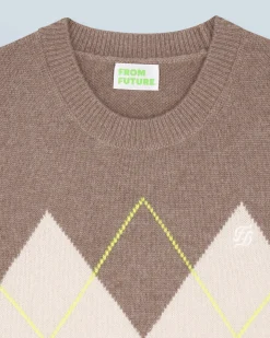 FROM FUTURE Maglione Senza maniche con Motivo losanghe Taupe Shop