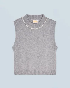 FROM FUTURE Maglione Senza maniche Perle sulla scollatura Grigioericascuro Flash Sale