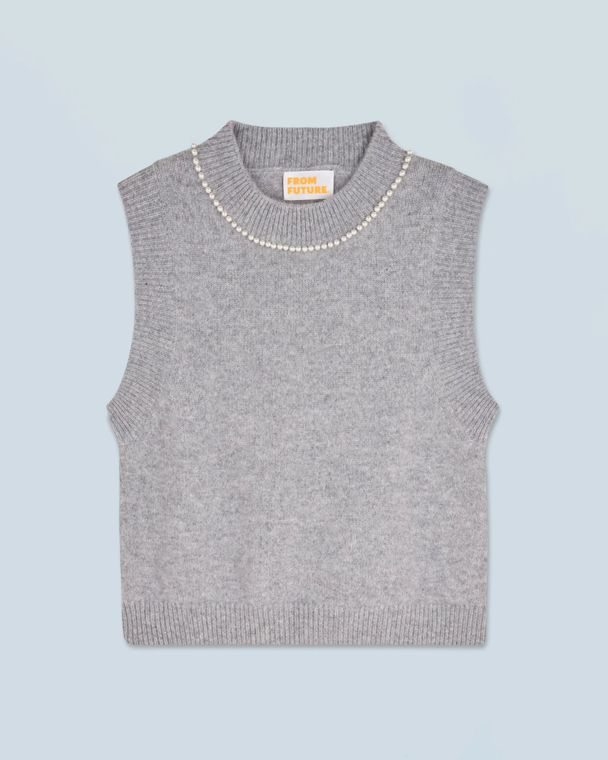FROM FUTURE Maglione Senza maniche Perle sulla scollatura Grigioericascuro Flash Sale