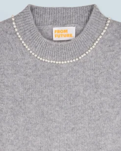 FROM FUTURE Maglione Senza maniche Perle sulla scollatura Grigioericascuro Flash Sale
