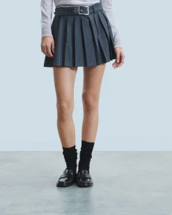 FROM FUTURE Minigonna Tailoring GrayStripes Cheap