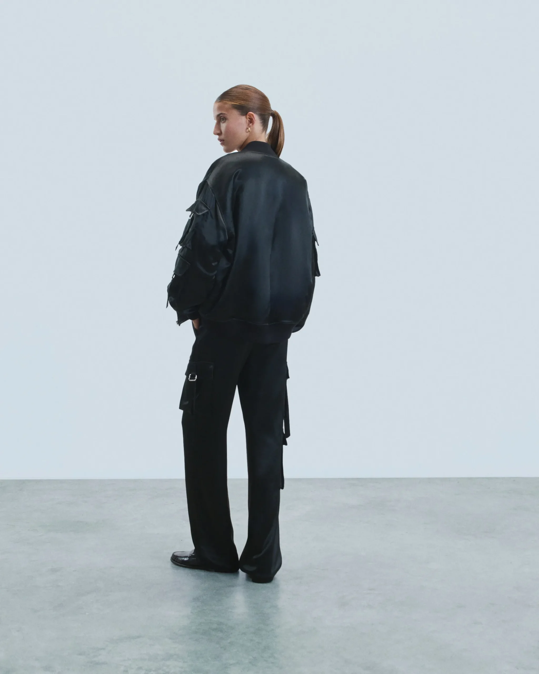 FROM FUTURE Outerwear Giacca Bomber Raso Nero Flash Sale