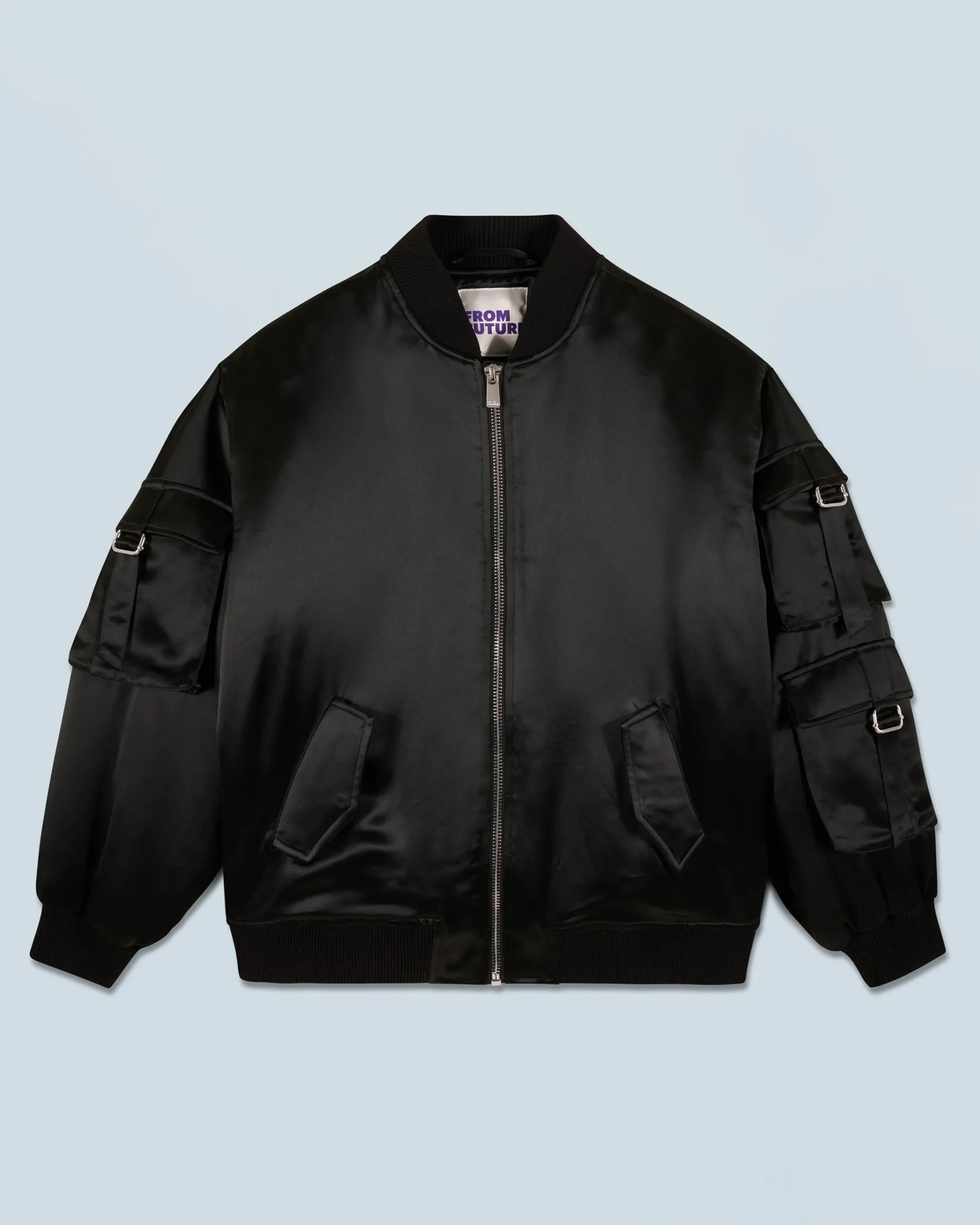 FROM FUTURE Outerwear Giacca Bomber Raso Nero Flash Sale