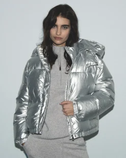 FROM FUTURE Outerwear Piumino Crackle Argento Flash Sale